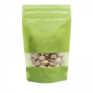 Non-Printing Resealable Green Rice Paper Bags With Window
