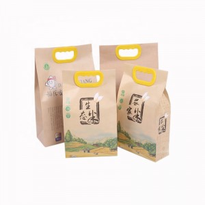Wholesale price customized logo printing durable moisture proof size 2.5kg 5kg kraft paper rice packing bag