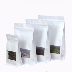 White Paper Packaging bag Frosted window stand up side gusset Zipper Packing Bags Zip Lock Retailer Package